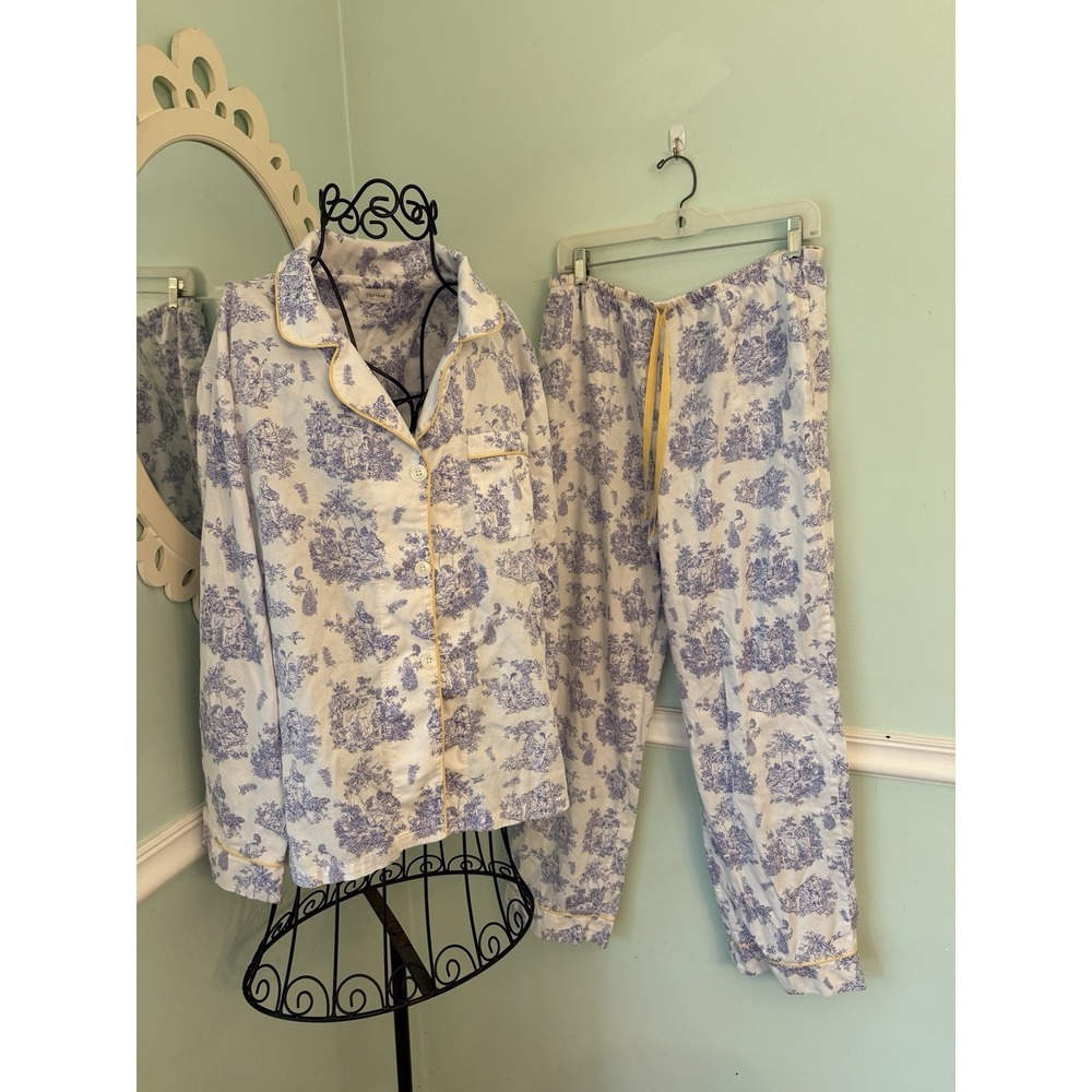 Bed Head Pajamas Purple White Colonial Women's Size L Organic Cotton